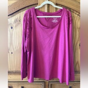 Women’s Cacique pink lace long sleeve sleep shirt - size 22/24